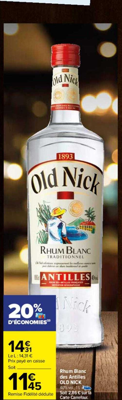 rhum blanc des antilles old nick