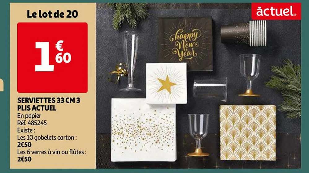 serviettes 33 cm 3 plis actuel en papier