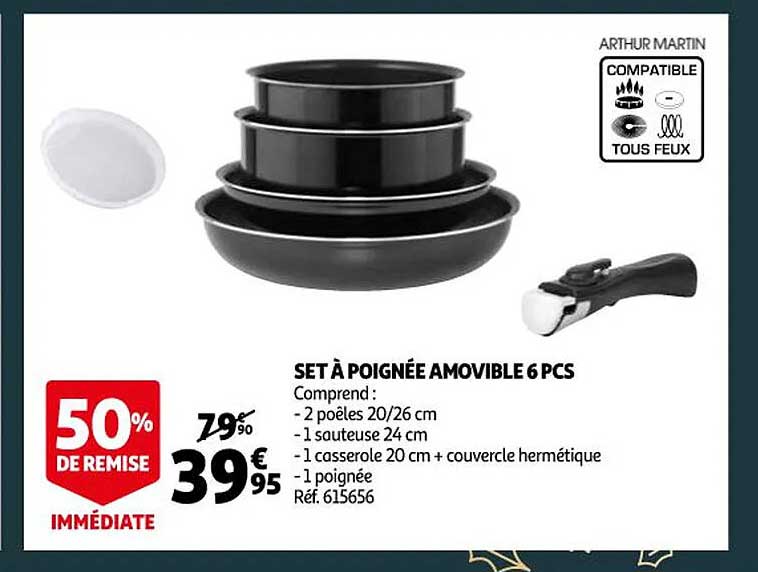 set à poignée amovibles 6 pcs