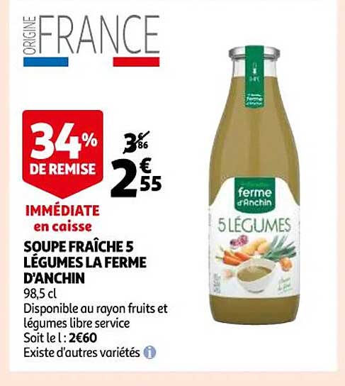 soupe fraîche 5 légumes la ferme d'anchin