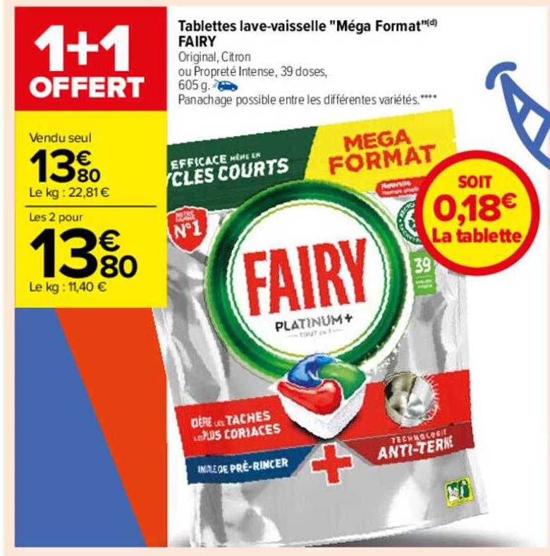 tablettes lave-vaisselle "méga format" fairy