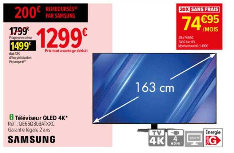 Téléviseur Qled 4k Samsung 163 Cm