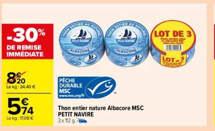 Thon Entier Nature Albacore Msc Petit Navire