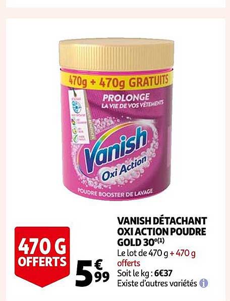 vanish détachant oxi action poudre gold 30
