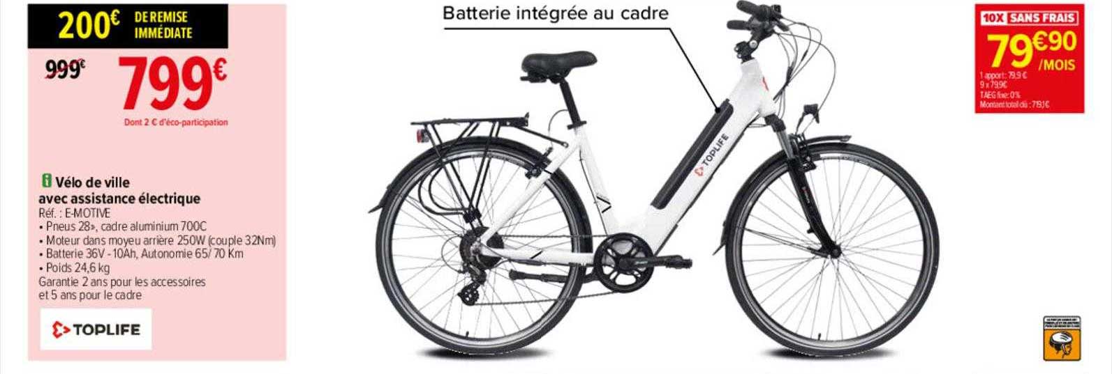 vélo de ville avec assistance électrique toplife