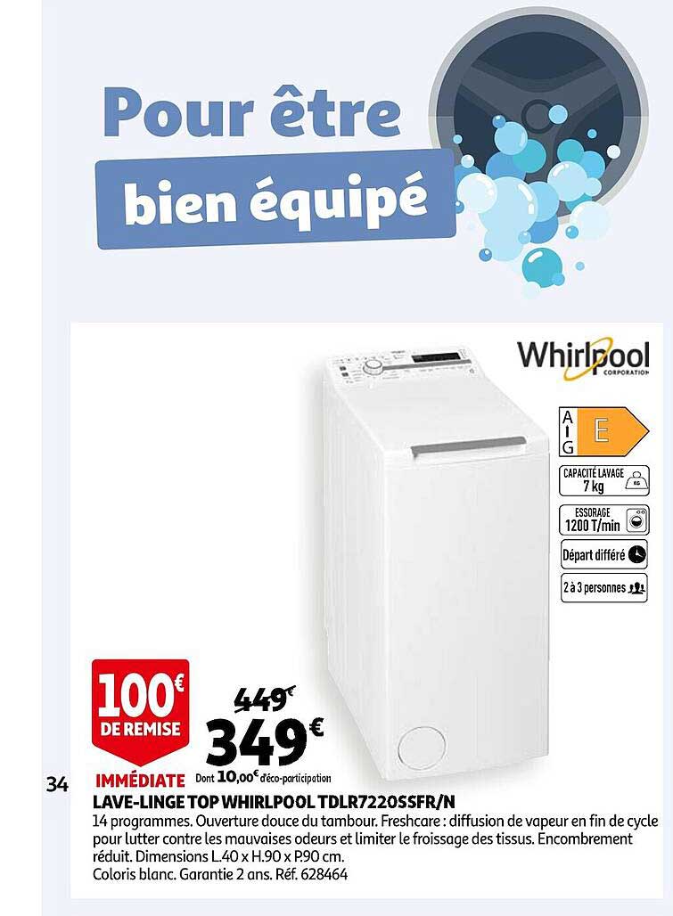 whirlpool lave-linge tdlr7220ssfr.n