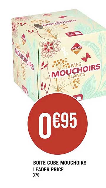 boîte cube mouchoirs leader price
