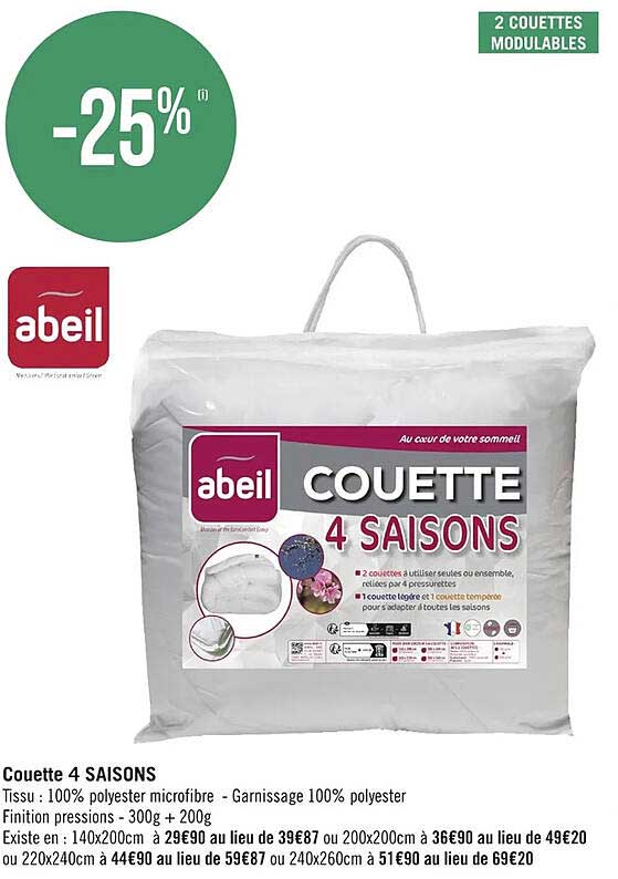 Couette 4 Saisons Abeil