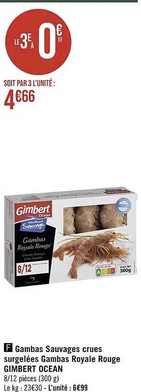 gambas sauvages crues surgelées gambas royale rouge gimbert océan
