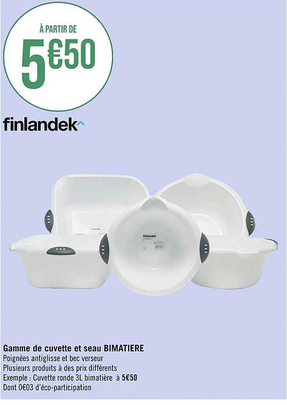 gamme de cuvette et seau bi matière finlandek