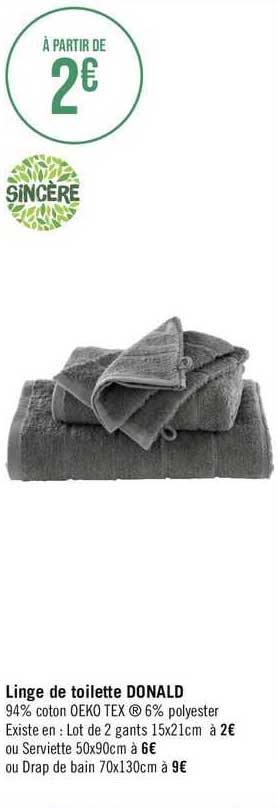 linge de toilette donald sincère