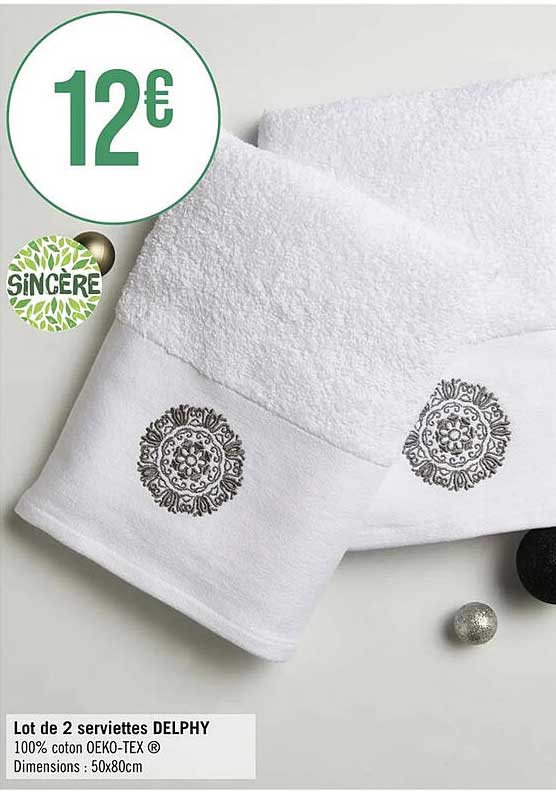 lot de 2 serviettes delphy sincère