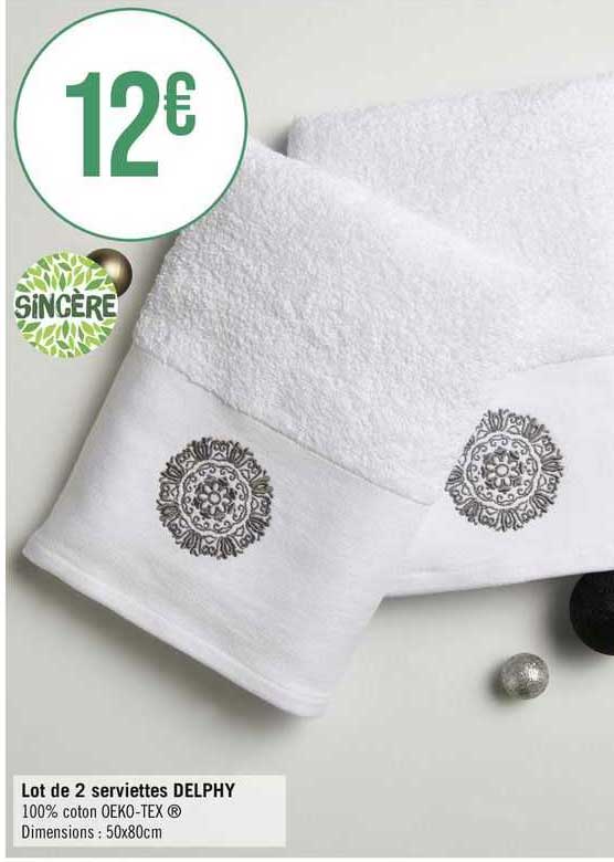 lot de 2 serviettes delphy sincère