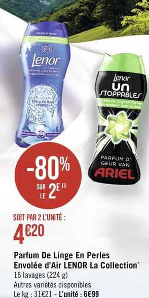 parfum de linge en perles envolée d'air lenor la collection