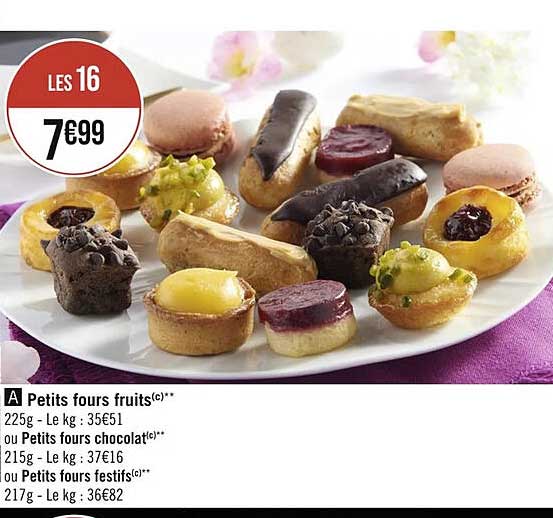 petits fours fruits ou petits fours chocolat ou petits fours festifs