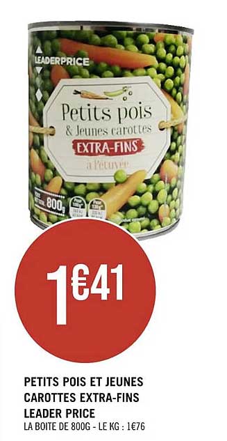 petits pois et jeunes carottes extra-fins leader price