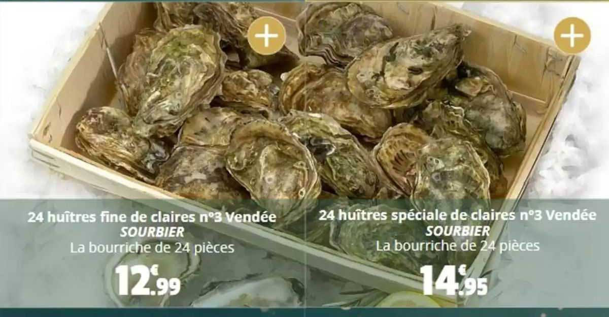 24 huîtres fine de claires n°3 vendée sourbier 24 huîtres spéciale de claires n°3 vendée sourbier