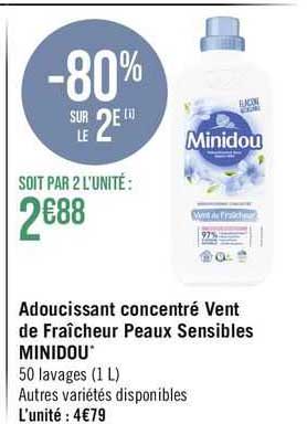 adoucissant concentré vent de fraîcheur peaux sensibles minidou
