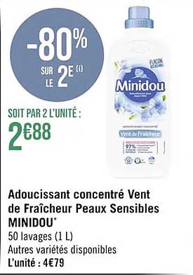 adoucissant concentré vent de fraîcheur peaux sensibles minidou