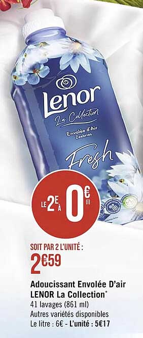 adoucissant envolée d'air lenor la collection