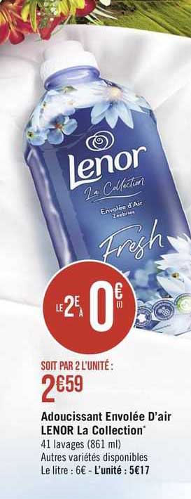 adoucissant envolée d'air lenor la collection