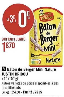 bâton de berger mini nature justin bridou