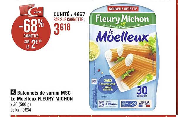 bâtonnets de surimi msc le moelleux fleury michon