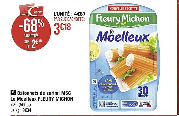 bâtonnets de surimi msc le moelleux fleury michon