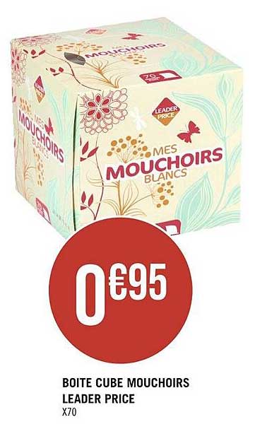 Boîte Cube Mouchoirs Leader Price
