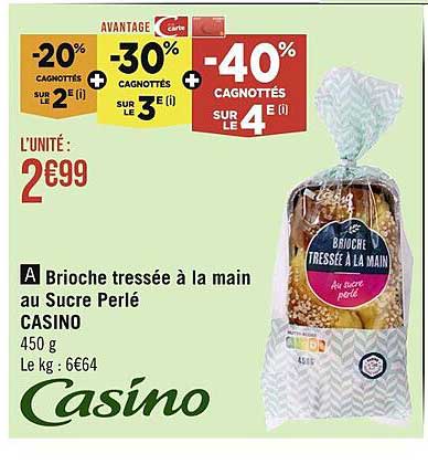 Brioche Tressée à La Main Au Sucre Perlé Casino