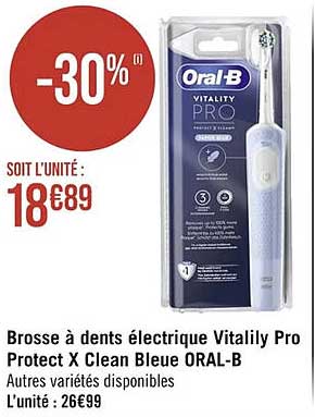 brosse à dents électrique vitality pro protect x clean bleue oral-b