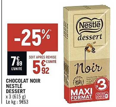 Chocolat Noir Nestlé Dessert
