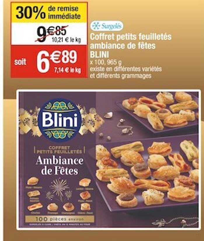 coffret petits feuilletés ambiance de fêtes blini
