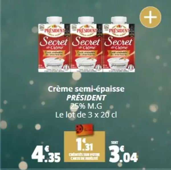 crème semi-épaisse président