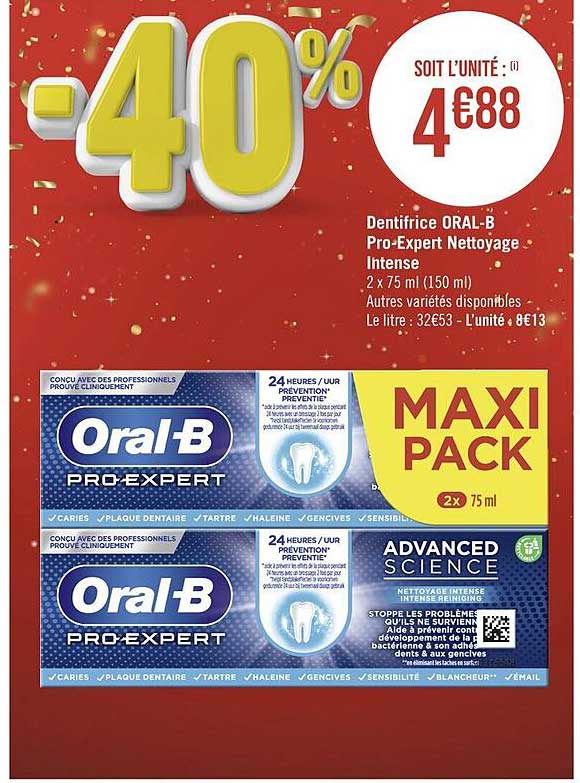 dentifrice oral-b pro-expert nettoyage intense