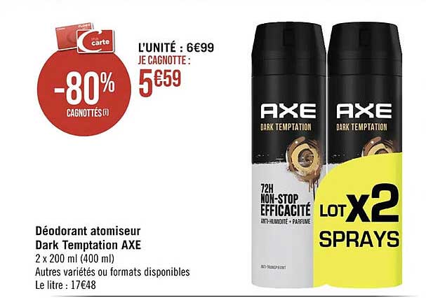 déodorant atomiseur dark temptation axe