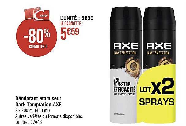 déodorant atomiseur dark temptation axe