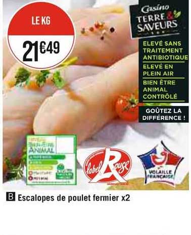 Escalopes De Poulet Fermier X 2