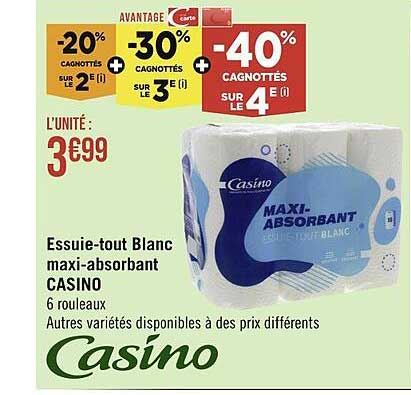 essuie-tout blanc maxi-absorbant casino