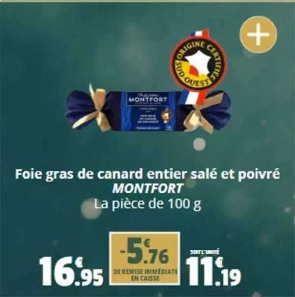 foie gras sde canard entier salé et poivré montfort