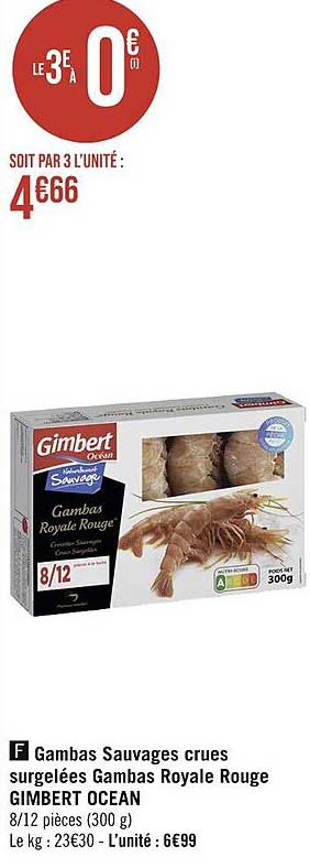 gambas sauvages crues surgelées gambas royale rouge gimbert océan