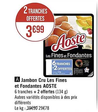 Jambon Cru Les Fines Et Fondantes Aoste