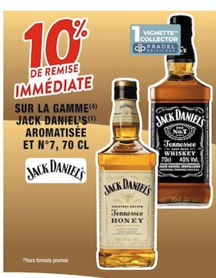 la gamme jack daniel's aromatisée et n°7, 70 cl