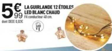 La Guirlande 12 étoiles Led Blanc Chaud