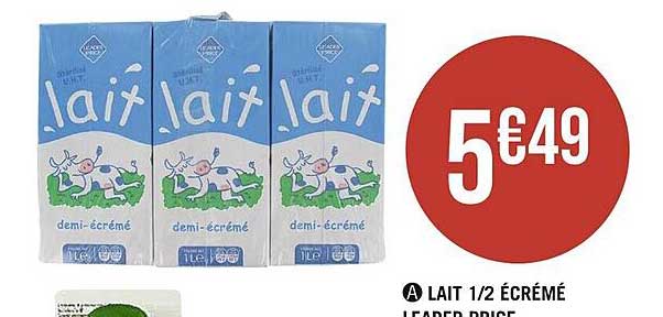 lait 1/2 écrémé leader price