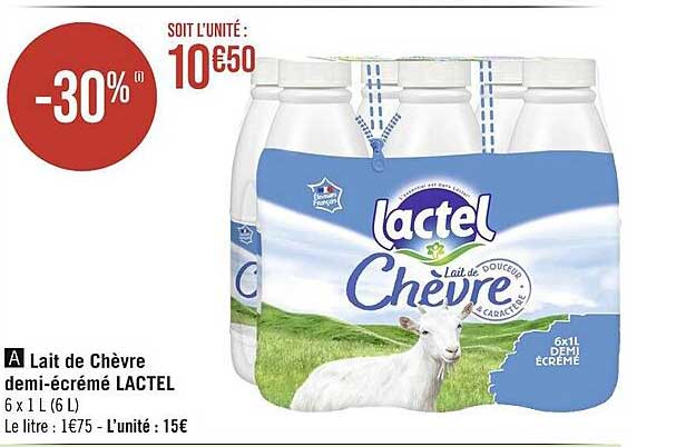 lait de chèvre demi-écrémé lactel