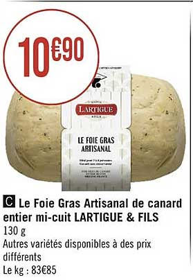 le foie gras artisanal de canard entier mi-cuit lartique & fils