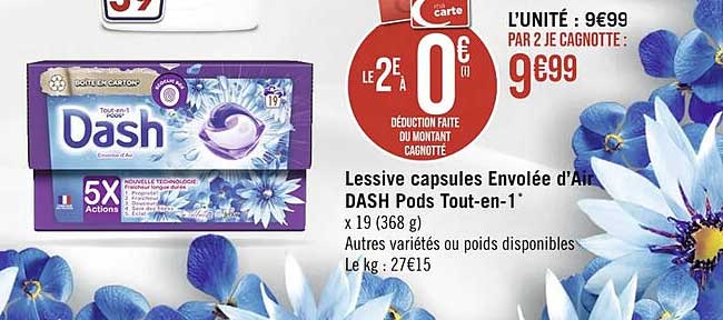 lessive capsules envolée d'air dash pods tout-en-1