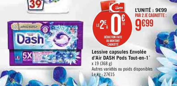 lessive capsules envolée d'air dash pods tout-en-1