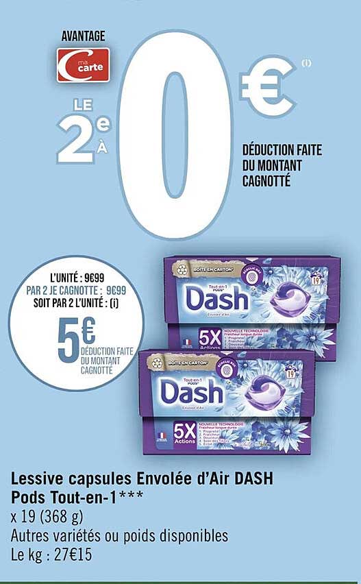 lessive capsules envolée d'air dash pods tout-en-1